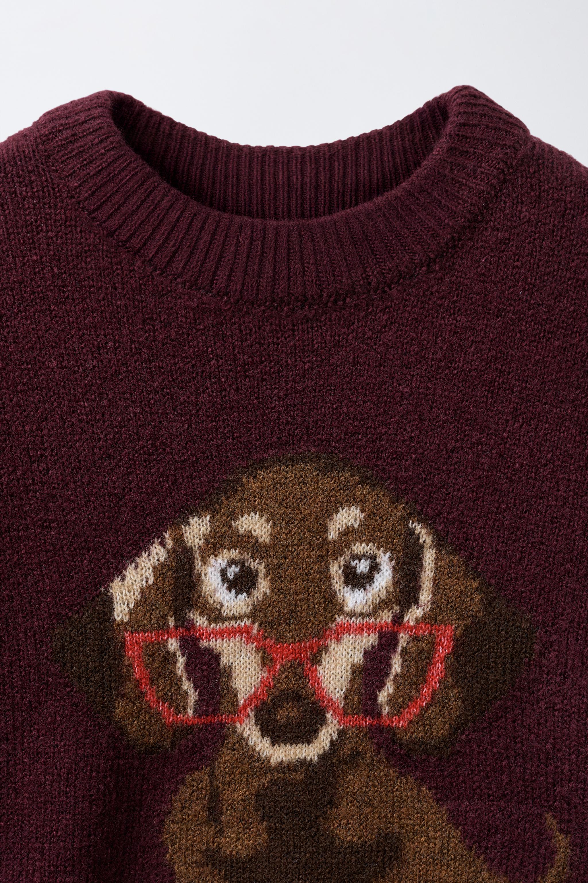 EMBROIDERED DOG KNIT SWEATER